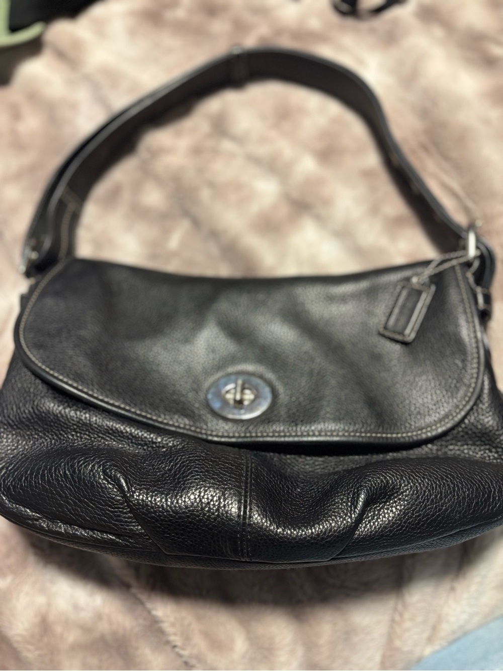 Coach Legacy F15170 Black Pebbled Leather Turnlock Shoulder Bag